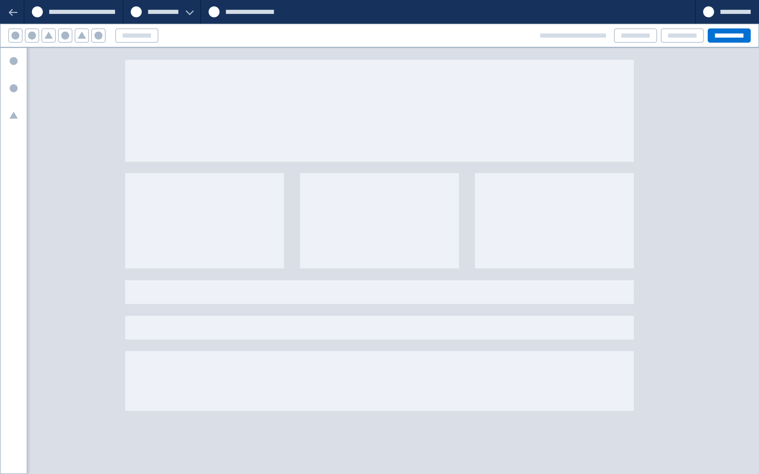 A wireframe showing a canvas with left-side rail.